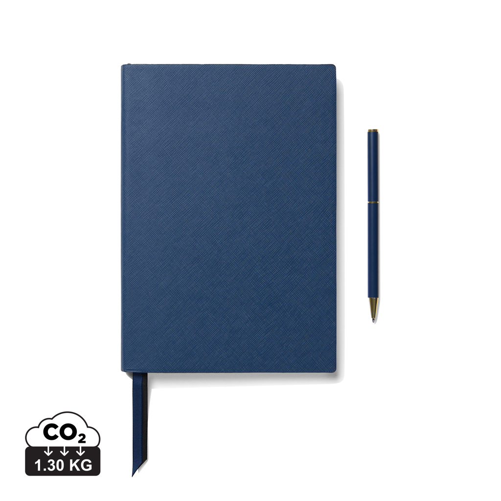 Coffret carnet A5 et stylo personnalisable Arlo Bleu marine